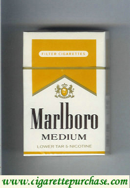 Marlboro Medium white and yellow cigarettes hard box
